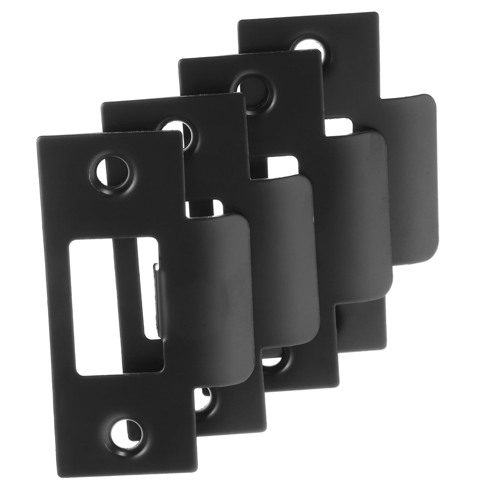 DOITOOL 4Pcs Door Lock Guide Plates Black Nickel Strike Plate Set 2.76X1.57X0.31In Flat Stud Pyramid Design for Door Latch Catch and Security Protection