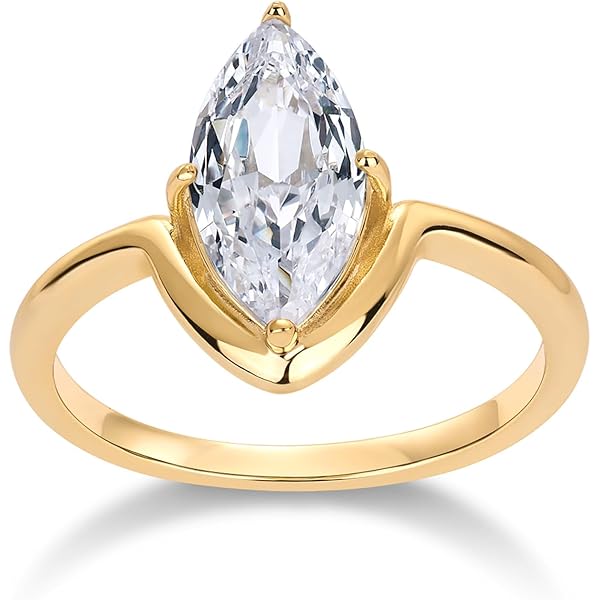 Women's 10k Yellow Gold Simulated Opal Ring – Marquise Stone With Cubic Zirconia, Modern Design