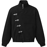 Vamtac Mens Lightweight Jacket Collar Jackets Metal Button Vintage Slant Placket Coats With Pockets