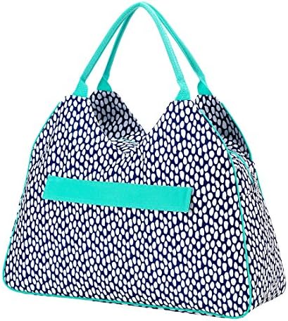 Tide Pool High Fashion Print Water Resistant Large Beach Bag Tote with Zipper Top