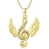 Hagkew 925 Sterling Silver Guitar/Music Note Necklace Guitar Pick/Treble Clef Pendant Necklace Music Punk Rock Hip Hop Jewelry for Guitarist Musician Women Men