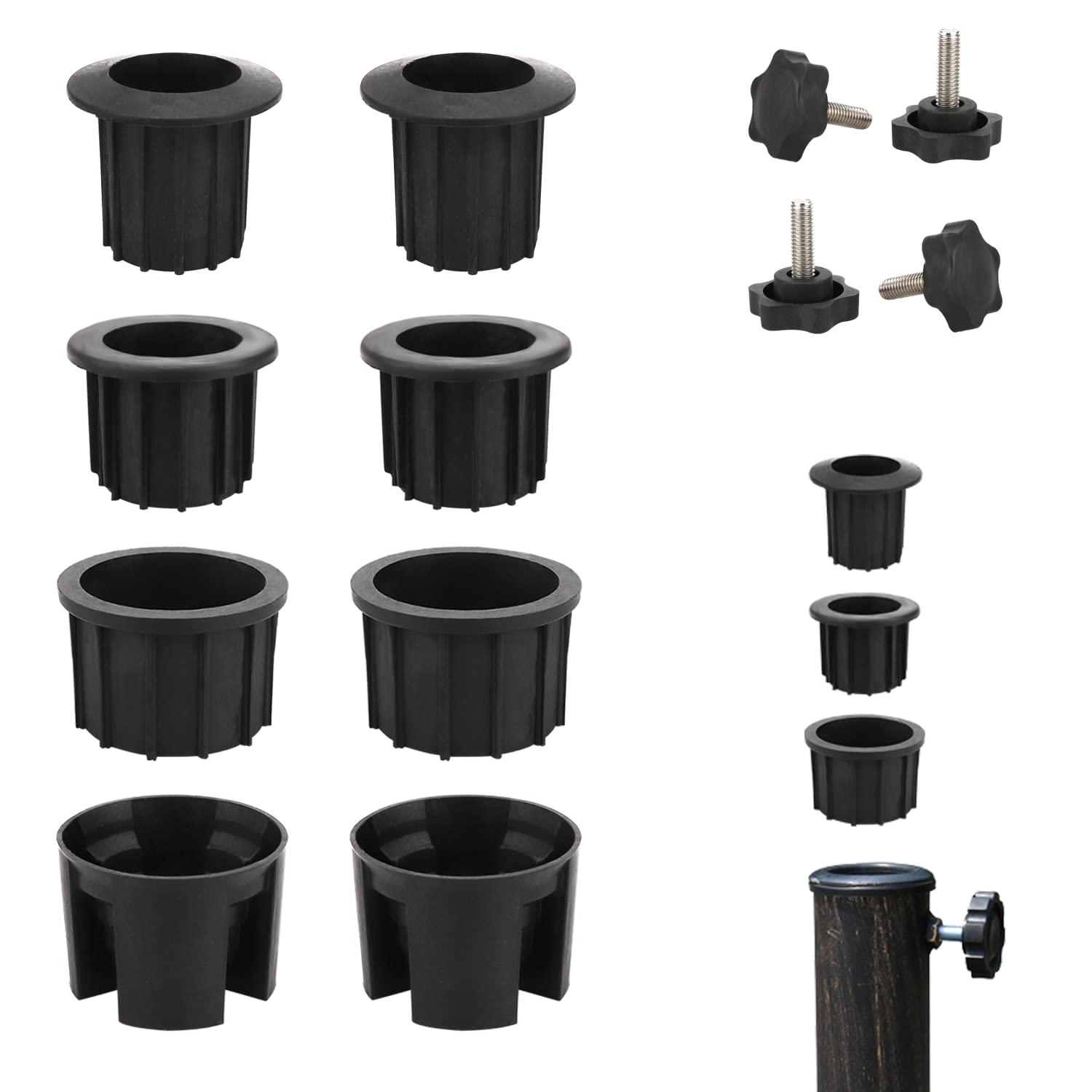 KOOTAU 12 Pcs Umbrella Base Stand Replacement Parts, Patio Umbrella Stand Replacement Parts with 4 Pcs M8 Thread Replacement Hand Knob for Patio Umbrella Base Stand Replacement