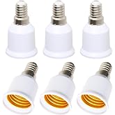 Seentech 6 Pack E12 to E26/E27 Adapter, Candelabra E12 Chandelier Light Socket Converter to Standard Medium Screw Base, Compatible with LED Bulbs for Ceiling Fans, Pendant Lights, and Chandeliers