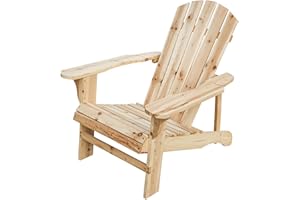 LOKATSE HOME Outdoor Wooden Adirondack Chairs Natural for Yard, Patio, Garden, Lawn