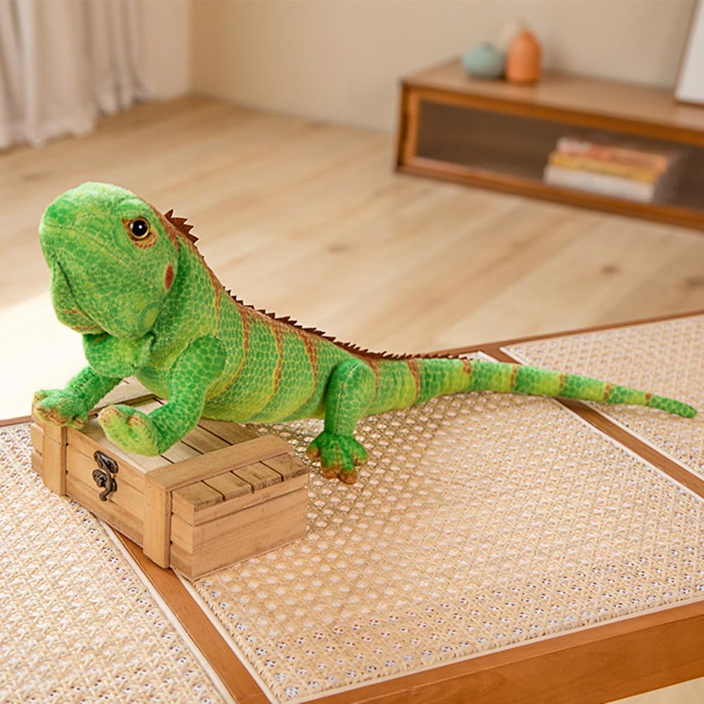 Xshelley 95cm Realistic Green Lizard Stuffed Animal Plush Toys, Chameleon Dolls, Reptile Soft Toys Maned Lizards, Wildlife Toys Gifts for Kids