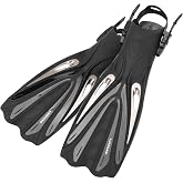 LUXPARD Diving Fins, Efficient Open Heel Flippers with Adjustable Buckles | Unisex Adults Travel Powerful Well-Balanced Fins for Scuba Diving Snorkeling and Freediving