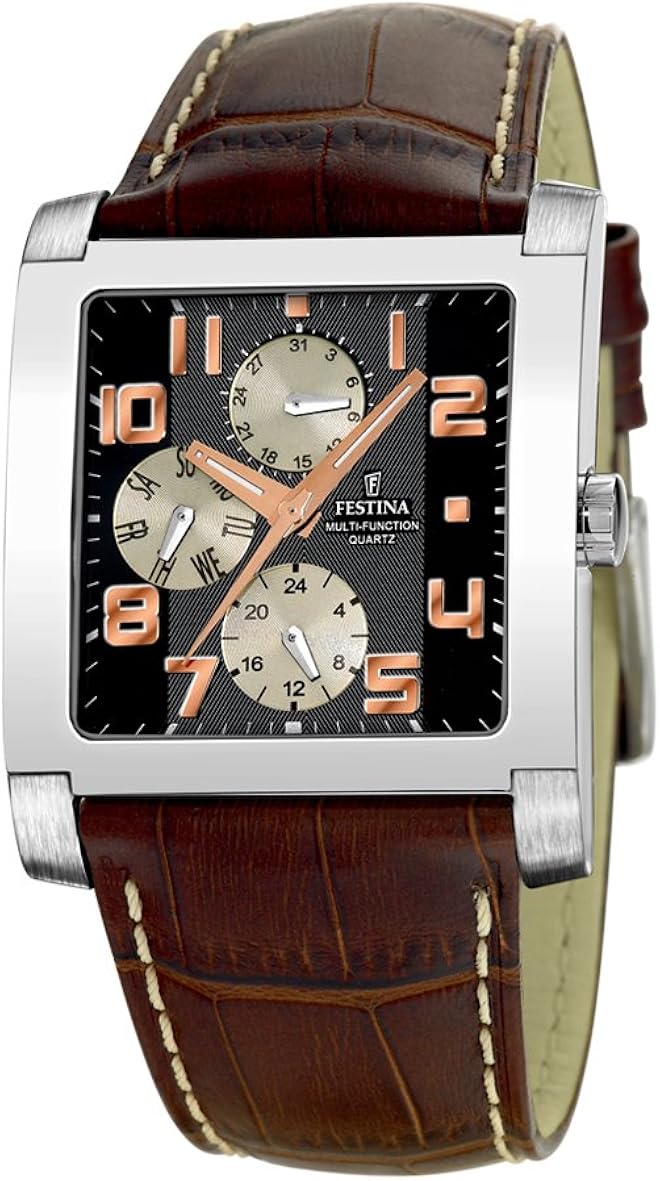 Festina Men's Multi-Function Watch F16235/5 With Leather Strap: Amazon ...