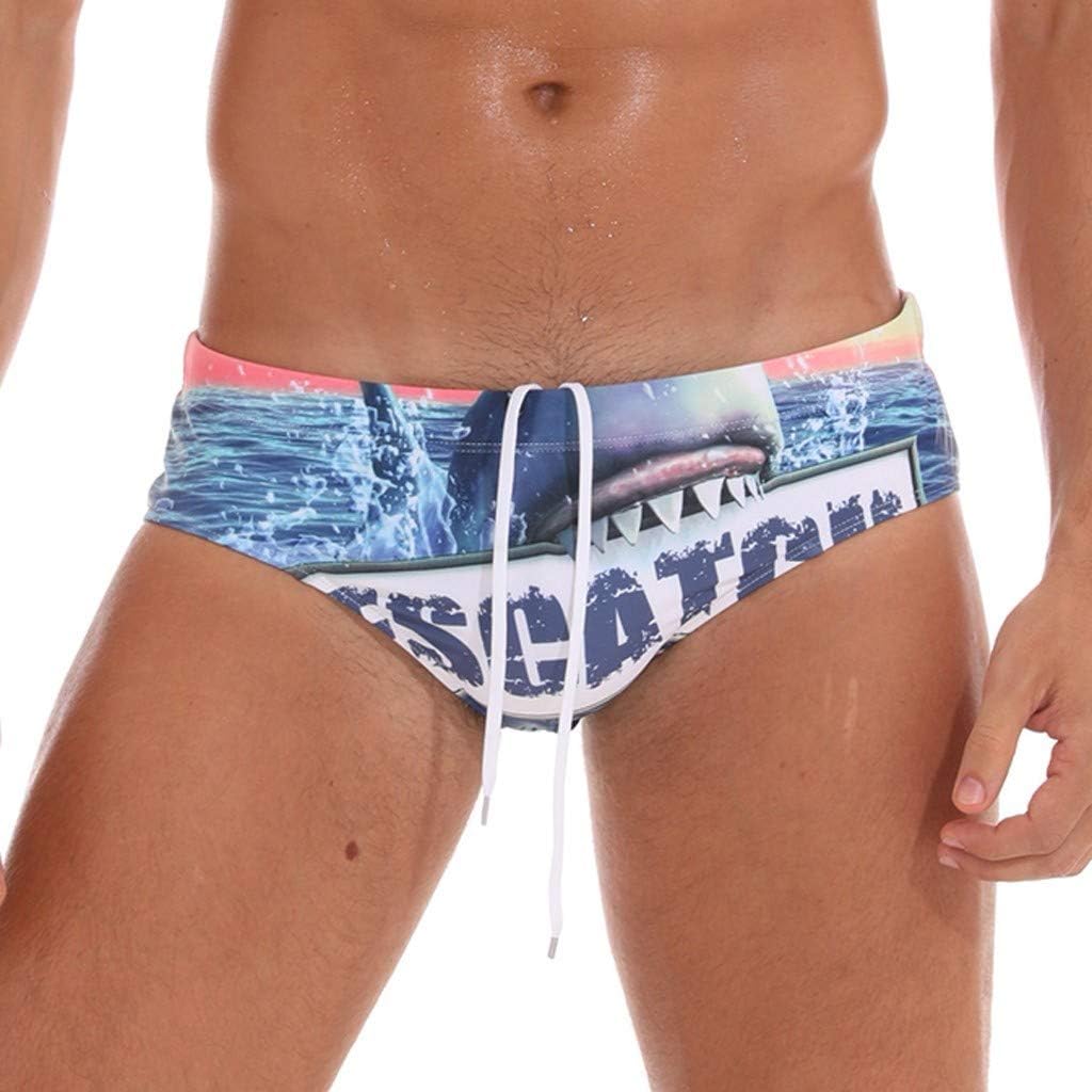 Corriee Mens Shark Print Quick Dry Beach Shorts Breathable Swim Trunks Surfing Swimwear