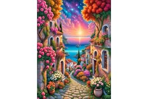 AALBLAC Paint by Numbers Kit for Adults Canvas,Beach Scenery Paint by Numbers for Beginners,DIY Acrylic Easy Garden Watercolor Number Painting for Gift Home Wall Decoration 16x20 Inch