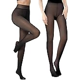 Zibnwek Fleece Lined Tights For Women, Panty Hose Women's Control Top, Fake Translucent Thick Thermal Sheer Tights