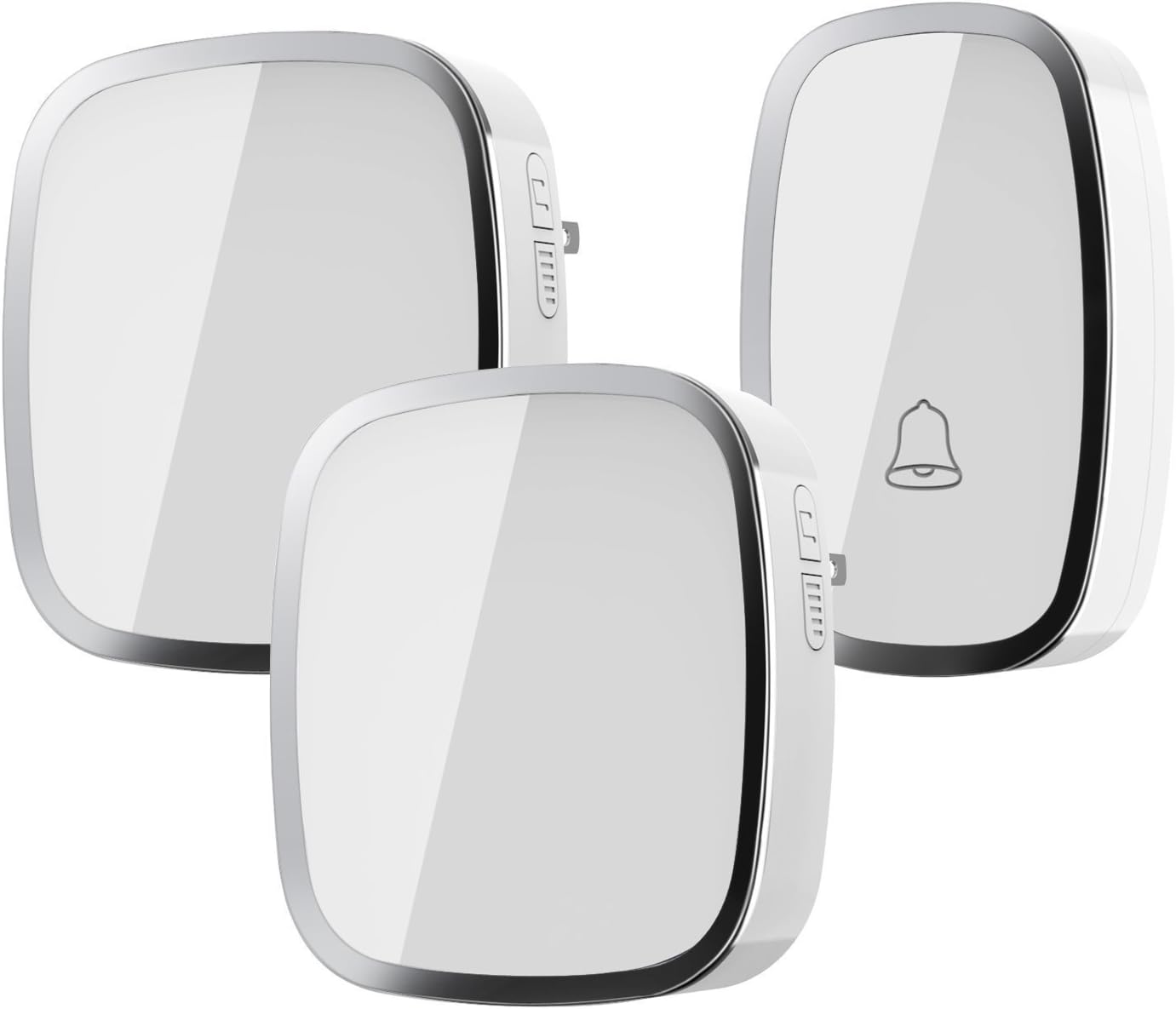 Aogek Wireless Doorbell Kit, 1 Remote Push Button and 2 Door Chimes, Operating at over 1000-Feet Range with 36 Chimes, 4-Level Adjustable Volume, White-Silver