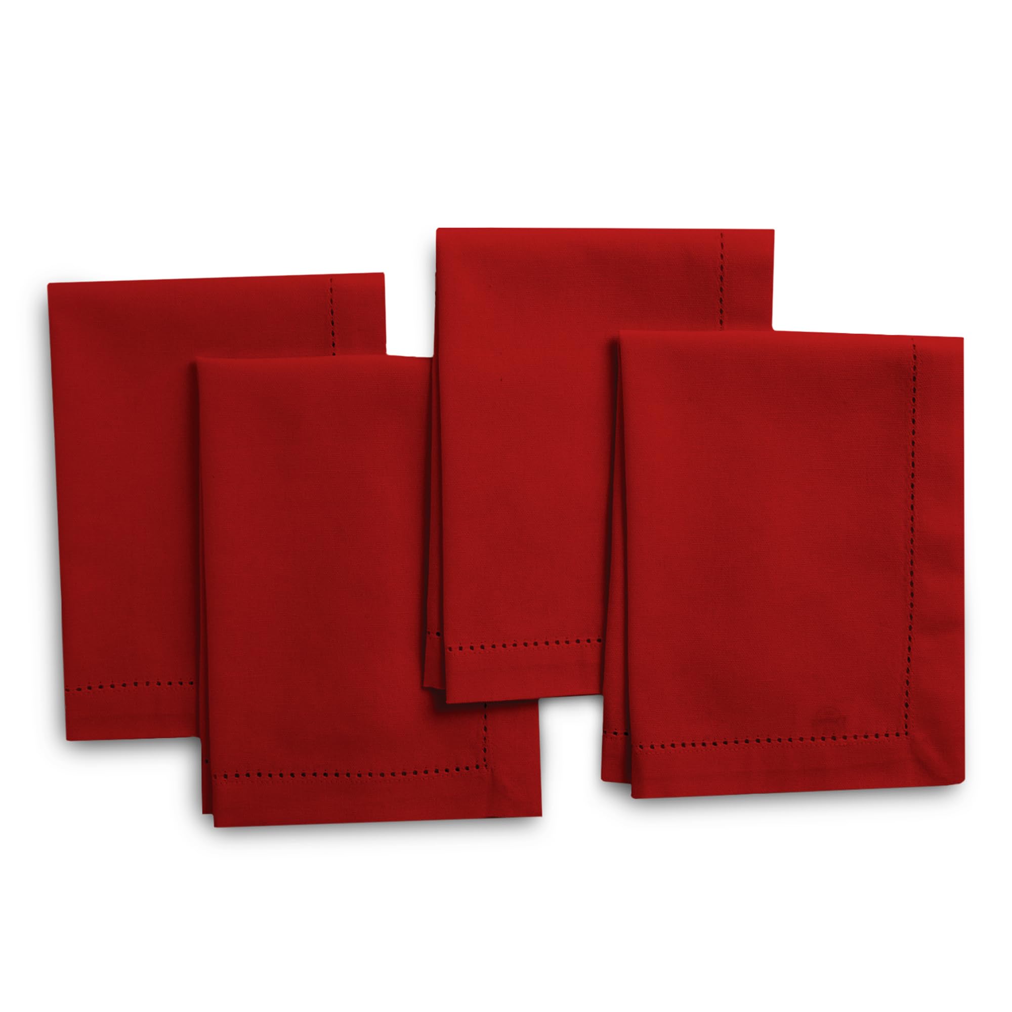 Encasa XO Deep Red Cloth Napkins Set of 12, 17"x17" | Cotton Hemstitched Design Dinner Napkins | Washable & Reusable Table Napkins for Holiday Dinners, Party, Wedding & Everyday Dining โ image 1