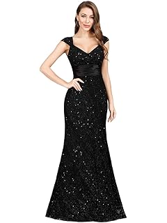 Ever-Pretty Vestidos de Fiesta Encaje Cuello en V Sirena sin Mangas Corte Imperio para Mujer 07919