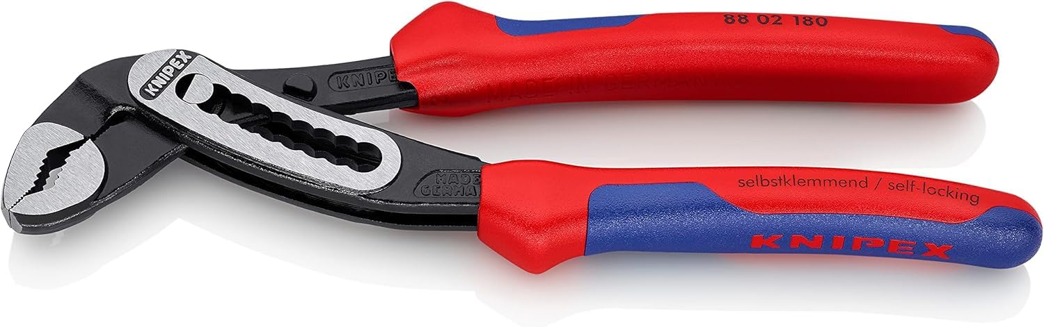 KNIPEX 88 02 180 SB Alligator Water Pump Pliers with Multi-Component Grips Black atramentized 180 mm