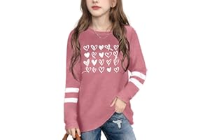Ithalt Kids Valentine Shirt Girls Valentines Day Shirts Cute Heart Grpahic Long Sleeve Tee Tops 4-12y