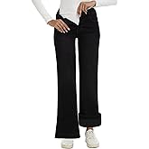 LOOKUB Fleece Lined Jeans Women High Waisted Stretchy Warm Winter Thermal Pants Thick Bell Bottom Wide Leg Jeans Woman