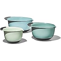 OXO Good Grips 3-Piece Plastic Mixing Bowl Set - Cadet Blue, Tower Gray, Jade, Small, Medium, Large