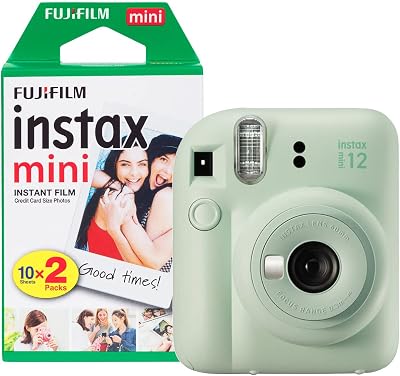 INSTAX Fujifilm Instax Mini 12 Instant Camera Mint Green with 20 Shot Film Pack