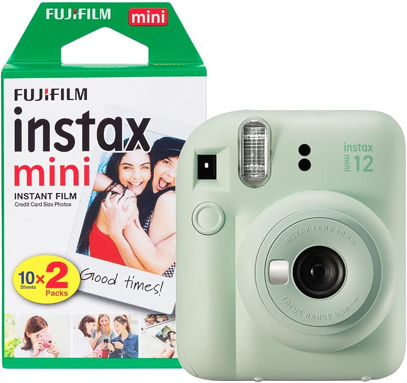 INSTAX Fujifilm Instax Mini 12 Instant Camera Mint Green with 20 Shot Film Pack