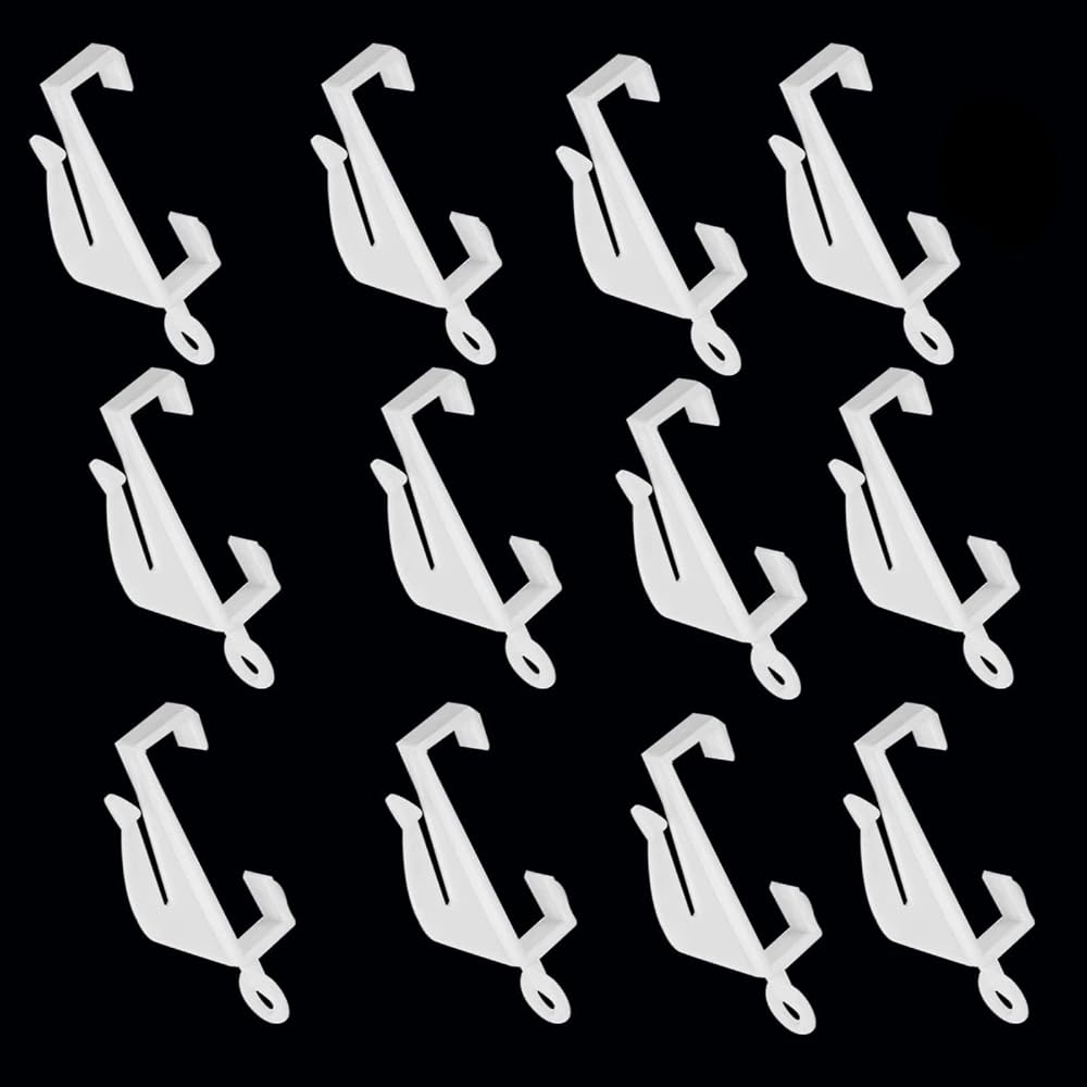 Udewo 100Pcs Curtain Hooks and Gliders White Plastic Rail Track Gliders