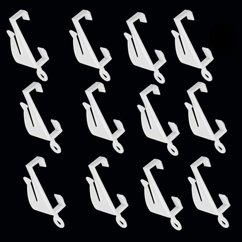 Udewo 100Pcs Curtain Hooks and Gliders White Plastic Rail Track Gliders