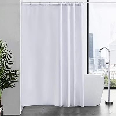 Furlinic Shower Curtain Mould Proof 180x210cm Polyester White 12 Hooks