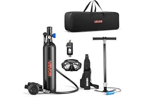 VEVOR Mini Scuba Tank, 1L Portable Diving Tank for Underwater Breathing, Reusable Lung Diving Cylinder up to 20 Minutes Dive 