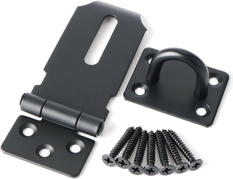 Alise MS9B-3C Padlock Hasp Door Clasp Gate Lock Latch, SUS 304 Stainless Steel Matte Black Finish - - 