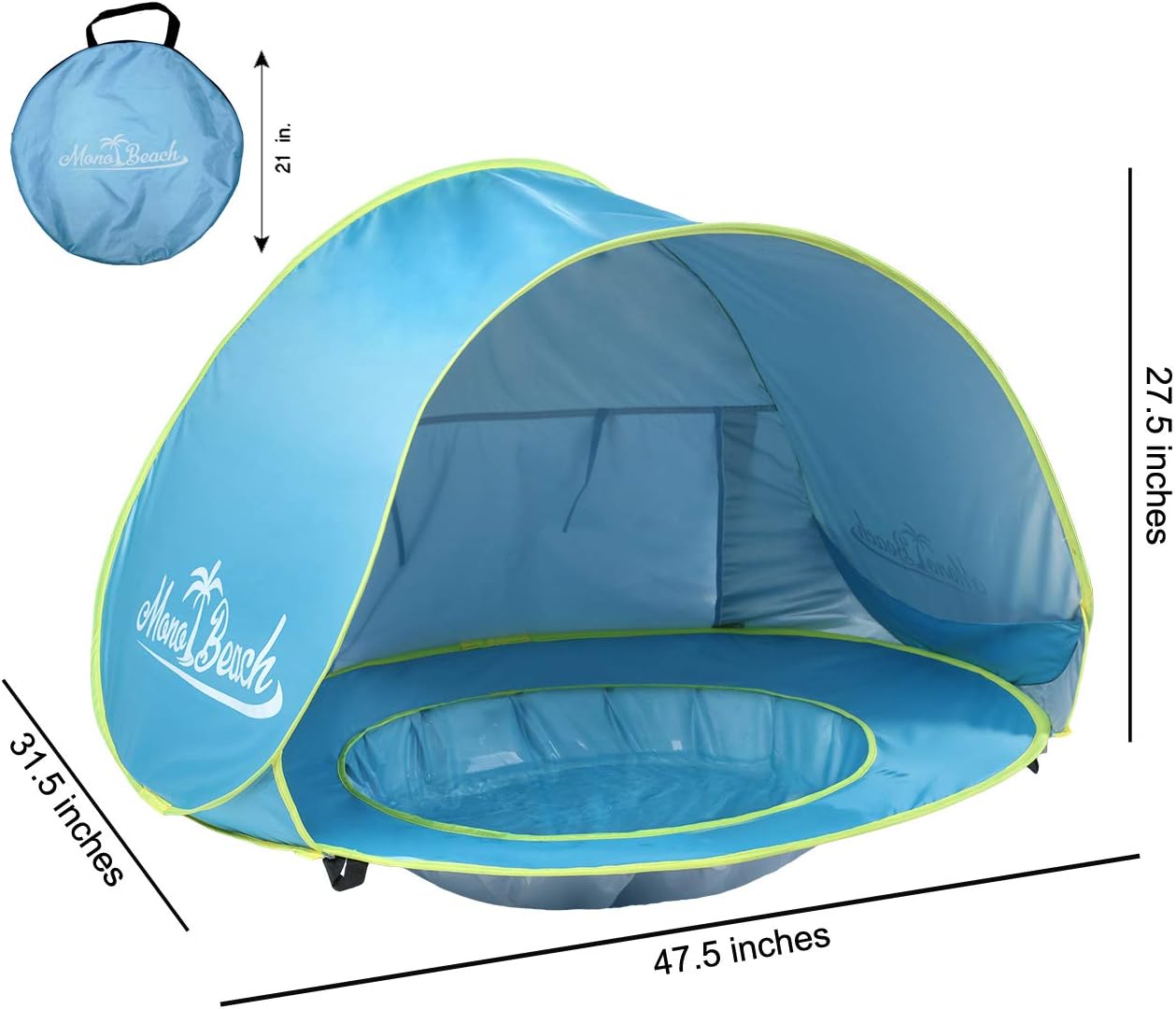 Monobeach Baby Beach Tent Pop Up Portable Shade Pool UV Protection Sun Shelter for Infant: Toys & Games