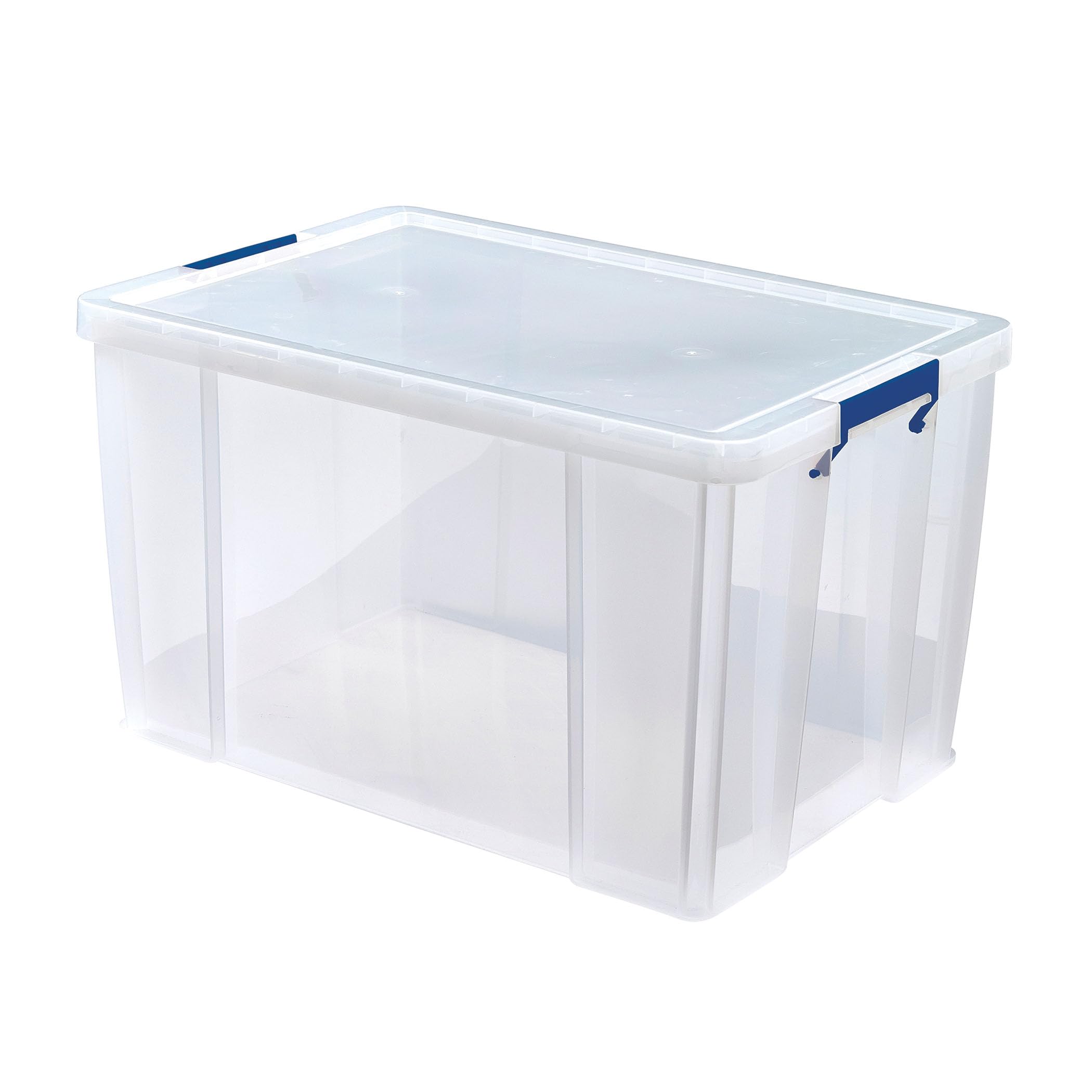 Bankers Box 85L Plastic Storage Boxes with Lids. ProStore Super Strong Stackable Plastic Storage Boxes (37.5 x 57.5 x 38cm), Made in the UK, Clear