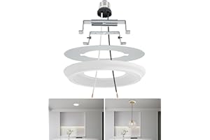 Luvkczc Recessed Can Light Conversion Kit for 5" and 6" Ceiling Fixtures - Pendant/Hanging Light Upgrade, Includes E26 Socket, Mounting Bracket, Round Ceiling Plate（White）
