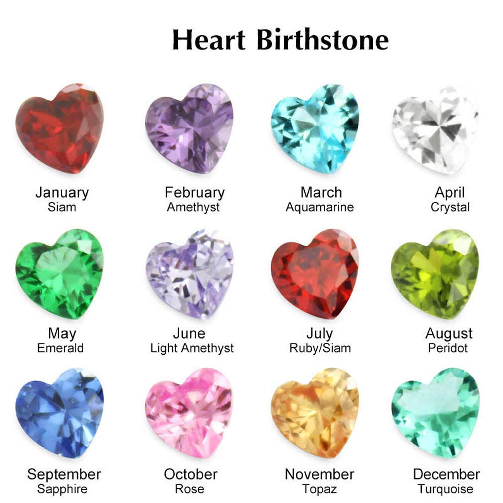 24pcs 5mm Cubic Zirconia Cz Heart Birthstones 12 Month Charms Floating Bracelets Living Memory Locket Necklace Pendant