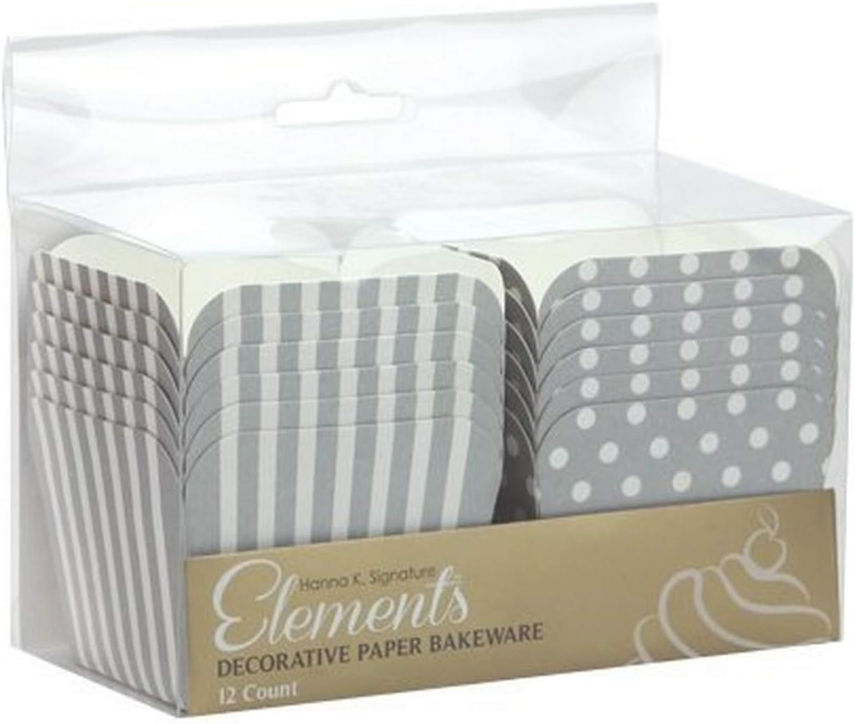 Hanna K. Signature 12 Count Elements Square Baking Cups, 2", Silver