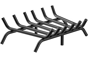 iPEGTOP Fireplace Grate 17 inch Heavy Duty Solid Steel Fireplace Wood Log Holder Burning Rack for Inside Fireplace Wood Stove, 6 Bars Wrought Iron Fire Pit Firewood Grate for Outdoor