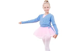 HAPPY CHERRY Kids Girl Dance Sweater Ballerina Long Sleeve Knit Wrap Top Ballet Cardigan Age 4-12Y