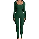 OQQ Women Long Sleeve Yoga Jumpsuits Workout Ribbed Bodysuits Pants Sexy One Piece
