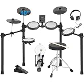RVONE Electric Drum Set for Beginner with Kick Hammer Pedal,10" Cymbals, 4 Mesh Pads, Supports Sensitivity Adjustment,150 Sounds 15 drum kits, all-in-one drum set with Throne, Headphones, Sticks