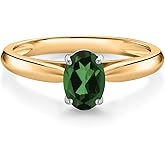 Gem Stone King 10K Yellow Gold Emerald Envy Mystic Topaz Solitaire Engagement Ring For Women (0.80 Cttw, Oval 7X5MM, Gemstone Birthstone)