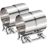 TIROL 2.25 Exhaust Clamp, 2 1/4" Exhaust Clamp Lap Joint Stainless Steel | Muffler Clamp Joins 2.25 OD To 2.25" ID Exhaust Pipe, Muffler, Catalytic Converter &amp; Exhaust System Repair 2PCS