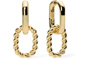 Ana Luisa Ash Double Hoop Earrings for Women - 14K Gold Plated, Silver & Two-Tone Drop Dangle Earring - Trendy Paperclip Link - Hypoallergenic, Water-Resistant & Tarnish-Free Jewelry - Gifts for Women