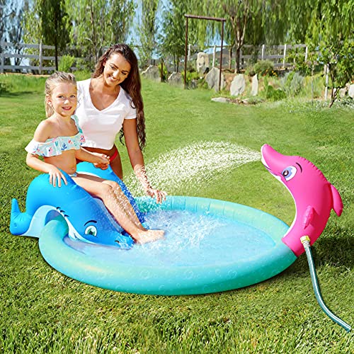 Inflatable Sprinkler Kiddie Pool with Slide, Sprinkler Pool Play Center