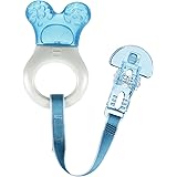 MAM Mini Cooler Teether with Clip, Baby Teethers, Baby Teether Filled with Purified Water, Boy, 2+ Months, 1-Count