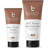 Self Tanner Face &amp; Body - With Organic Aloe Vera &amp; Shea Butter | Sunless Tanning Lotion, Bronzer Buildable Light, Medium or Dark Tan, Fake Tan Self Tanners Best Sellers