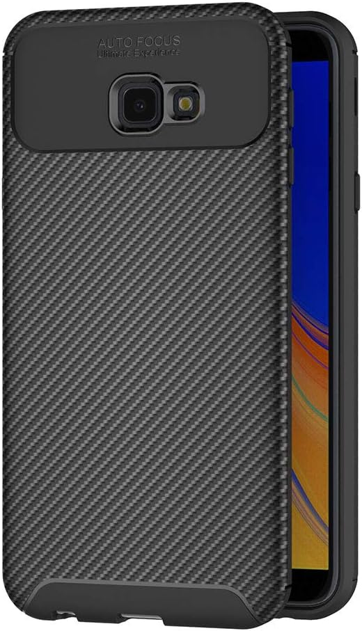 AICEK Compatible Samsung Galaxy J4 Plus Case, Black Silicone Cover for Samsung J4 Plus Bumper Covers for Galaxy J4 Plus Black Carbon Fiber Case (6.0 inch)