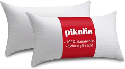 Kissenbezug 2er Set 90 x 40 cm aus 100% Baumwolle. Hochwertiges Cutí-Gewebe, Einlaufsicher, Atmungsaktiv und Extraweich, Mit Reißverschluss, Waschbar bis 60°C