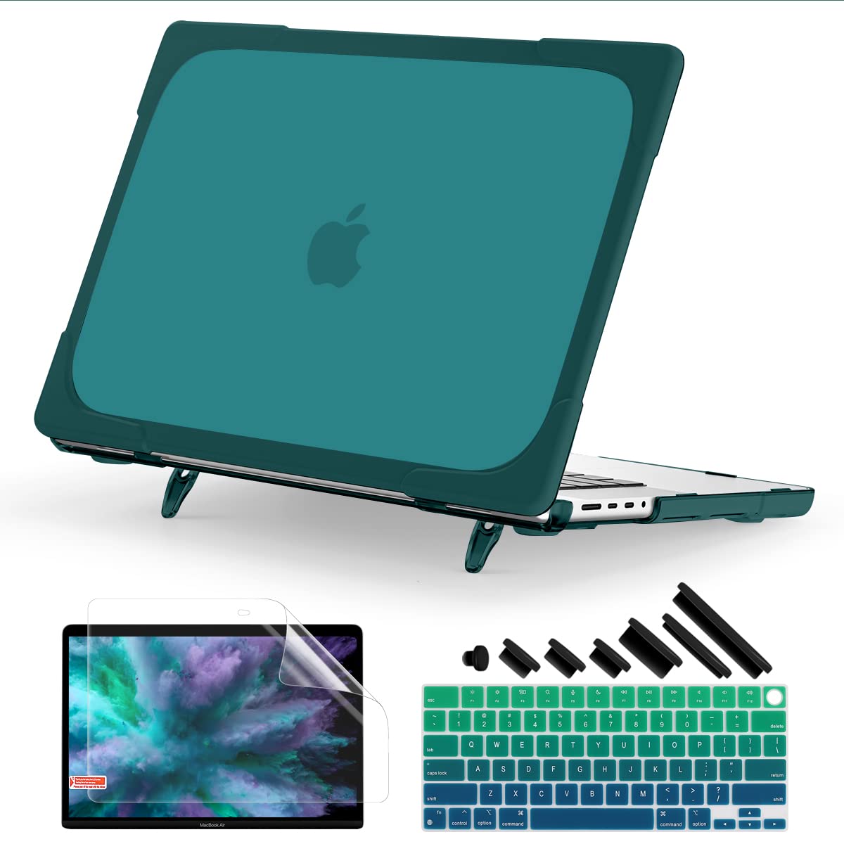 Photo 1 of Batianda Compatible with New MacBook Pro 16 inch Case 2024 M4 Chip 2023 2021 Release with M3 M2 Pro Max, Heavy Duty Protective Plastic Hard Shell with Fold Kickstand & Keyboard Cover, Dark Cyan