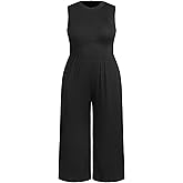 CIDER Plus Size Jumpsuit Sleeveless Wide Leg - Curvy Women Dressy Casual One Piece Summer Outfit