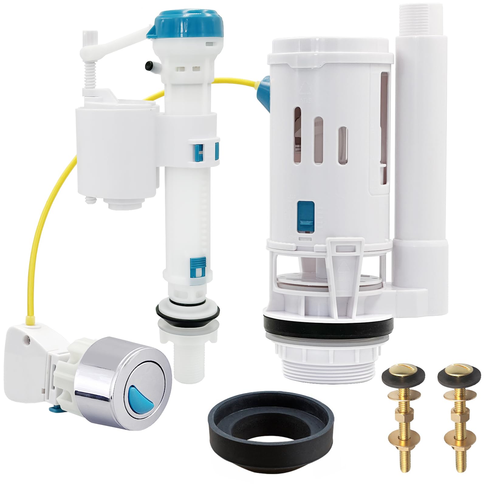 Apragaz Toilet Flush System Replacement, Dual Flush and Fill Toilet Cistern Kit with Universal Ldual Flush Cistern Valve, Adjustable Height Cistern Flush Replacement for 2" Outlet