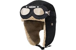 Peicees Vintage Aviator Hat and Goggles Costume Accessories Fur Ear Flaps Trooper Trapper Pilot Cap for Men Women