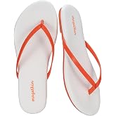 mazeskin Womens Memory Foam Flip Flops Flat Thong Sandals | Soft Vegan Leather Comfortable Cushioned Casual Dressy Beach Summer Minimalist Slim Slide Shoes Indoor Outdoor
